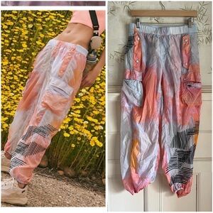 Free People Movement Color Burst Cargo Hike Pants Pockets Pink Small